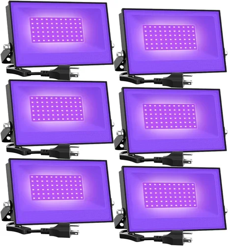 Miniatura 8 de Onforu Paquete de 2 luces LED negras de 30 W, luz de inundación de luz negra con enchufe, IP66 impermeable, para fiesta de baile de Halloween