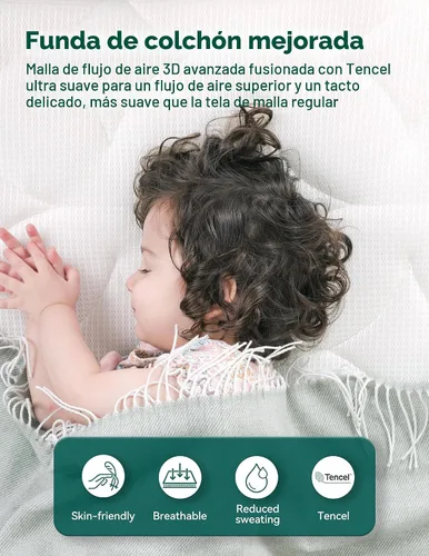 Miniatura 6 de BABELIO Colchón de cuna ultra transpirable 100% lavable núcleo de doble cara colchón para bebé niño pequeño con funda extraíble lavable a máquina