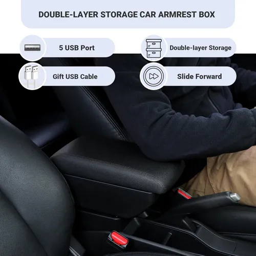 Miniatura 4 de Para Suzuki Jimny Reposabrazos JB23 JB43 1999-2018 Reposabrazos de coche Organizador de consola Caja de almacenamiento Reequipamiento Piezas