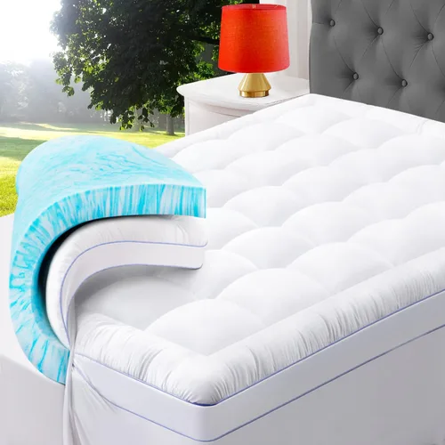 Miniatura 9 de ABENE Cubrecolchón de espuma viscoelástica de 3 pulgadas de doble capa para cama individual, almohada de 2 pulgadas de espuma viscoelástica más 1