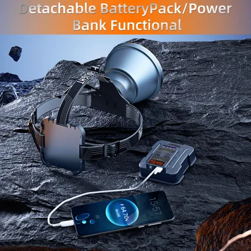 Miniatura 4 de Linterna frontal recargable LED superbrillante, 6 modos de luz ajustables, impermeable, función de corriente constante, ligera, perfecta