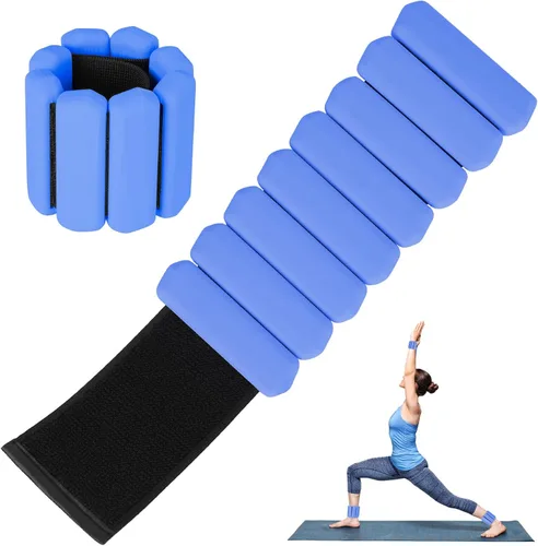 Juego de pesas de muñeca de 2, pesas portátiles para brazos y piernas para mujeres y hombres, pesas ajustables de muñeca y tobillo para caminar, Azul