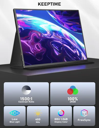Miniatura 2 de KEEPTIME Monitor portátil 4K de 13.3 pulgadas 3840 x 2160 UHD USB-C HDMI, monitor para laptop, 100% sRGB IPS pantalla de juegos para computadora HDR