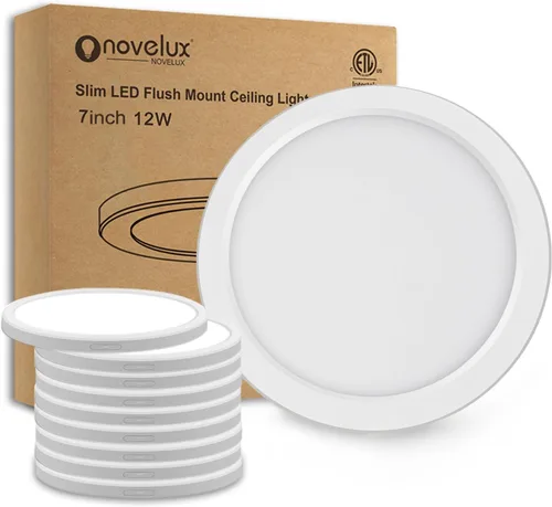 Miniatura 10 de ETL Lámpara de techo LED de 7 pulgadas, montaje empotrado, regulable, luz de techo plana redonda ultra delgada de 5000 K, luz diurna, lámpara de 3