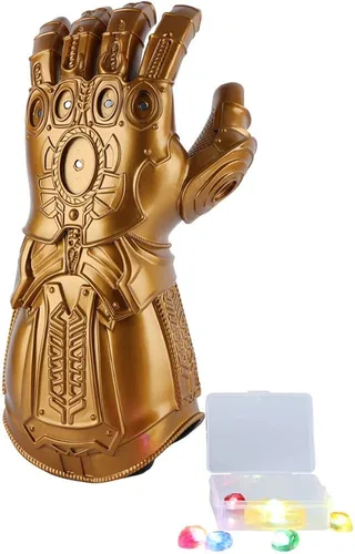 Miniatura 6 de juyocmy Guantelete infinito de superhéroe para adultos con luz LED extraíble imán de gemas infinitas para cosplay Halloween guantelete infinito