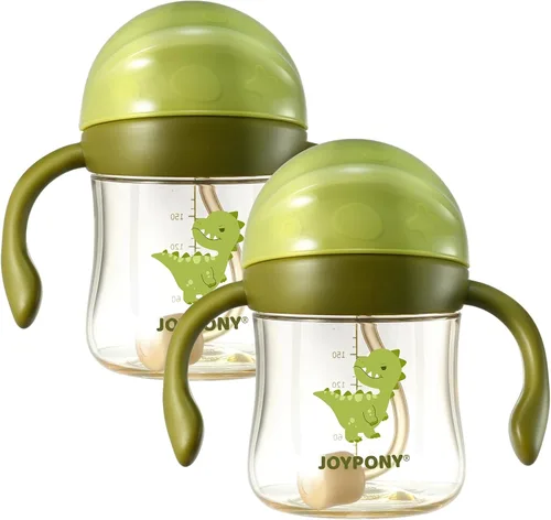 Miniatura 9 de Joypony Vasos para sorber para niños pequeños de 1 a 3 años, vaso con popote con peso a prueba de derrames con asa para bebés de 6 meses en Rosa/1