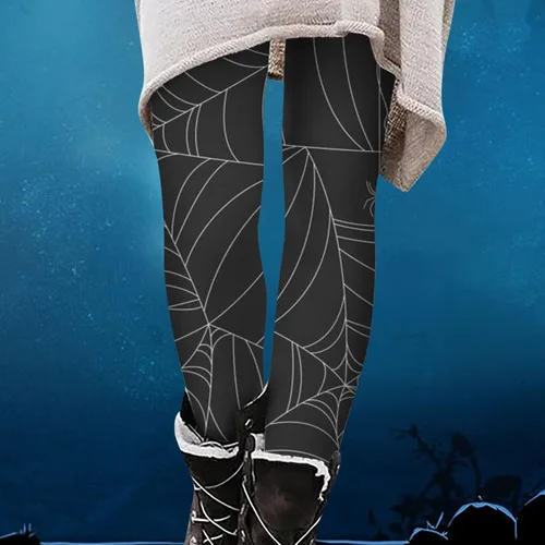 Miniatura 2 de Pantalones de Halloween para mujer, diseño de calavera, de cintura alta, elásticos, cálidos, medievales, para fiesta de disfraces, leggings