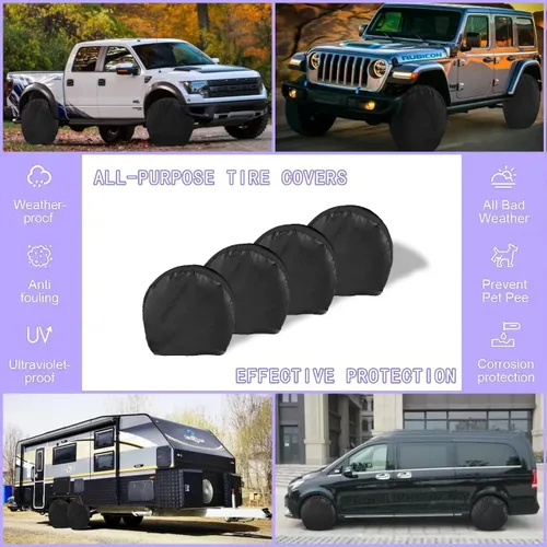 Miniatura 4 de MORNYRAY Paquete de 4 fundas para neumáticos, impermeables, anti-UV, nieve, sol, lluvia, para vehículos recreativos, camiones, SUV, remolques