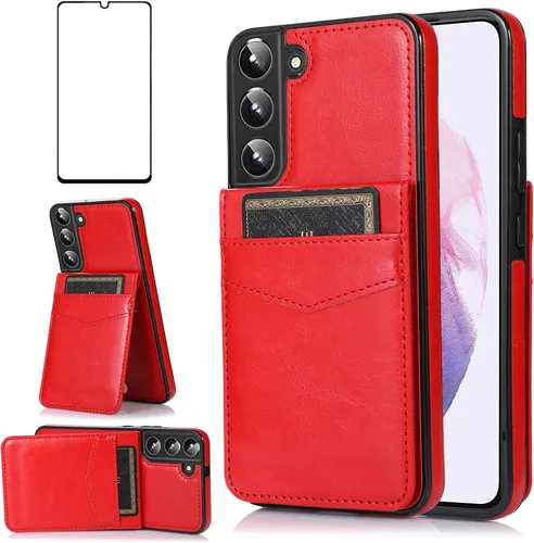 Miniatura 8 de Asuwish Funda de teléfono para Samsung Galaxy S22 Plus/S22+ con protector de pantalla de vidrio templado y tarjetero para tarjetas de crédito, Negro