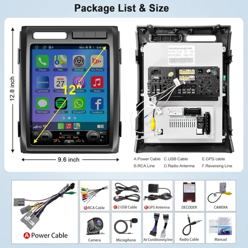 Miniatura 7 de Para Ford F150 2009 2010 2011 2012 Android 14 Estéreo de coche de 8 núcleos, 12.1 pulgadas IPS pantalla táctil radio de coche con Carplay