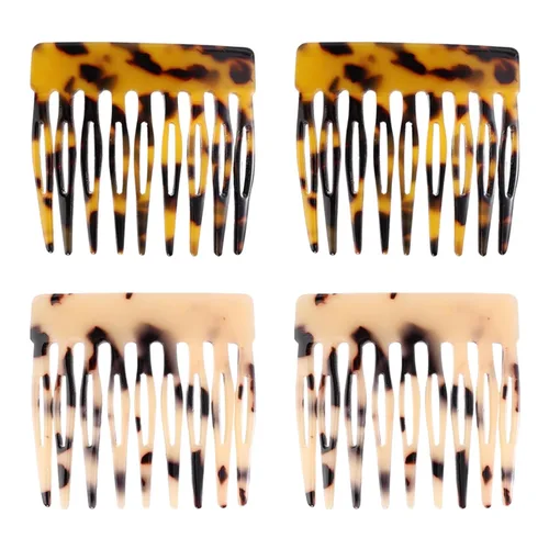 Miniatura 8 de Peine lateral de pelo francés – Peines pequeños decorativos franceses, pinzas de sujeción fuerte para mujeres y niñas, moño, 4 piezas