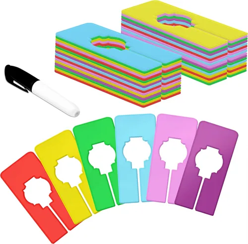 Miniatura 10 de 8 piezas de divisores para estantes de armario, tabla de partición de guardarropa, divisores rectangulares blancos para perchas de ropa con marcador