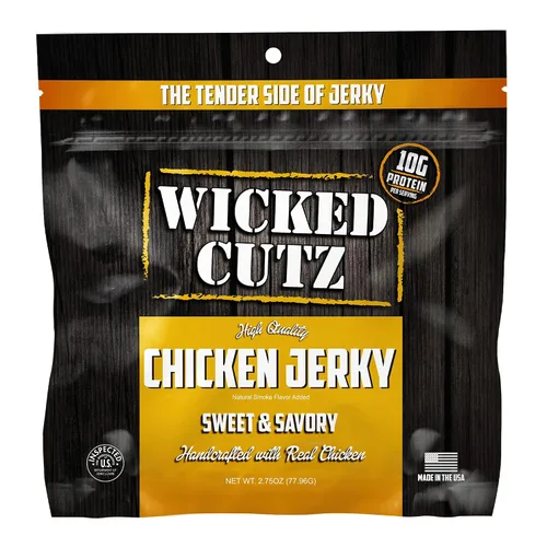 Miniatura 6 de Wicked Cutz Cecina de pollo dulce y salada, 1.06 oz de proteína por bolsa, alternativa tierna y fácil de masticar a los palitos de pollo, aperitivos