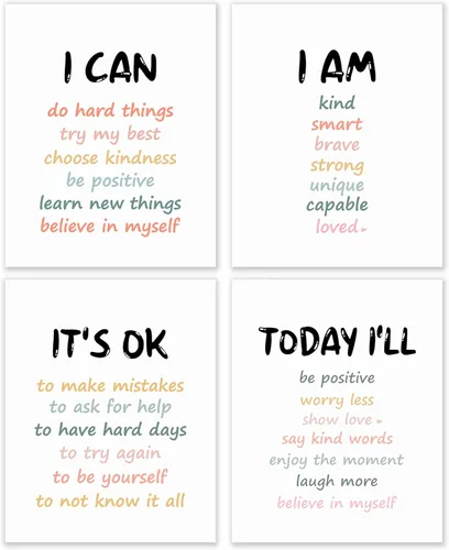 Miniatura 9 de BESERH Positive Affirmation Wall Decor, Inspirational Motivational Quote Wall Art Prints Posters for Classroom Kids Room Nursery Playroom, 12x16