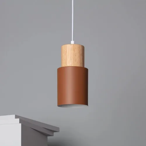 Miniatura 11 de Pendant lamp in Metal and Wood 1200xØ100 mm Gray E27 Fat Metal Cap Decoration Living Room, Bedroom, Bedroom (Color : Blanco)