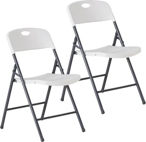 Miniatura 14 de Simple Deluxe Paquete de 2 sillas plegables con asientos acolchados de cuero y marco de metal duradero, plegables, portátiles, asiento para eventos