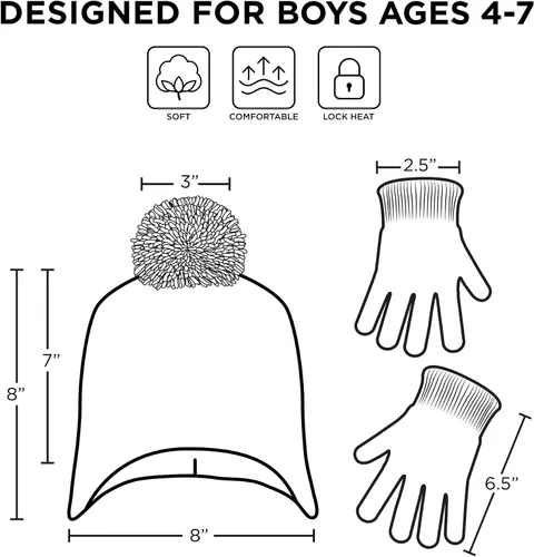 Miniatura 6 de Disney Boys' Winter Hat and Kids Gloves Set, Big Hero 6 Beanie for Ages 4-7