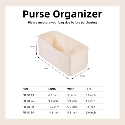 Miniatura 6 de DGAZ Organizador de bolso, organizador de bolsas de seda, bolso de lujo y moldeador de bolsas para bolsas Lindy 19263034 (Craie, LD26)