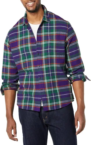 Miniatura 3 de Tienda Essentials - Camisa de franela para hombre, manga larga, de corte entallado
