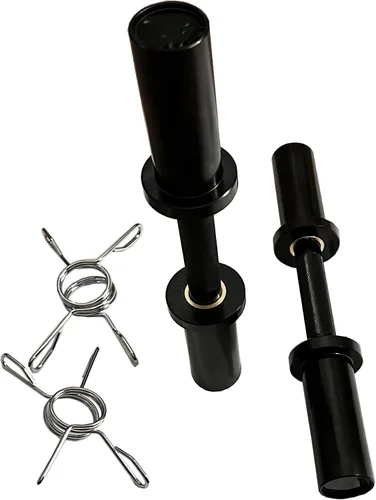 Miniatura 2 de Olympic Loadable Dumbbell Handle, 16 Inch Steel Barbell with 2 Pairs Collar Clips, 200lb Capacity for Home Gym, Weightlifting, Strength Training and
