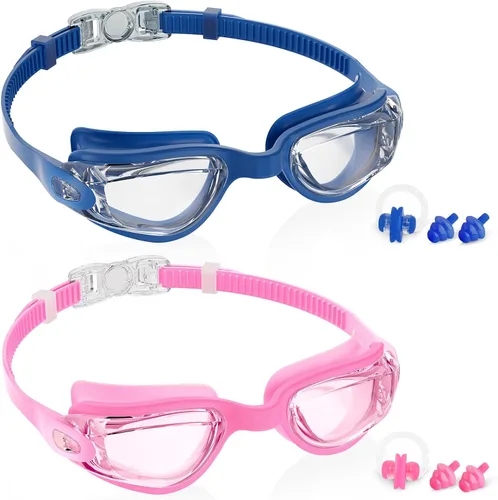 Miniatura 28 de Aegend - Gafas de natación de 2 unidades, gafas de natación para niños, niños y niñas de 3 a 14 años Azul y verde claro