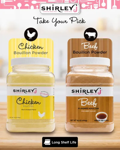 Miniatura 6 de Shirley J Polvo de caldo rico con sabor a carne, base de sopa multiusos y caldo bajo en sodio – Sustituye a más de 30 cajas de caldo, condimento