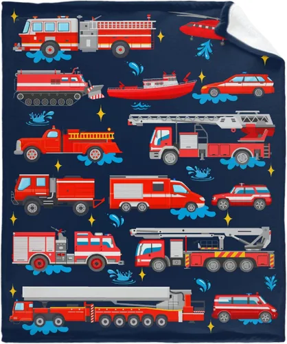 Manta ligera de camiones de bomberos y camiones de bomberos, manta ligera de regalo para niñas y niños, manta suave y divertida de animales para