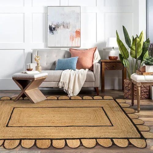 GRUHUM Alfombra rectangular de yute de fibra natural, tejida a mano, estilo bohemio, reversible, respetuosa con el medio ambiente, trenzada, suave,