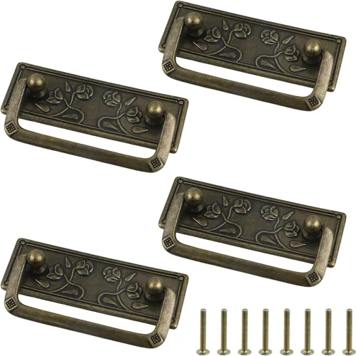 Miniatura 14 de MY MIRONEY 4 tiradores negros antiguos para cajones, manijas de cajón estilo desgastado y elegante, manijas de giro para gabinete, aparador