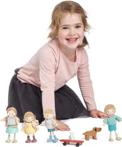 Miniatura 2 de Tender Leaf Toys - La familia Goodwood - Muñeca flexible en miniatura de madera, figura de acción multicultural para casa de muñecas - Fomenta