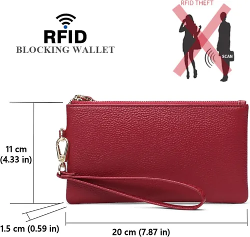 Miniatura 3 de Tapp Collections Cartera de cuero delgada con bloqueo RFID para mujer, Beige, Muñequera