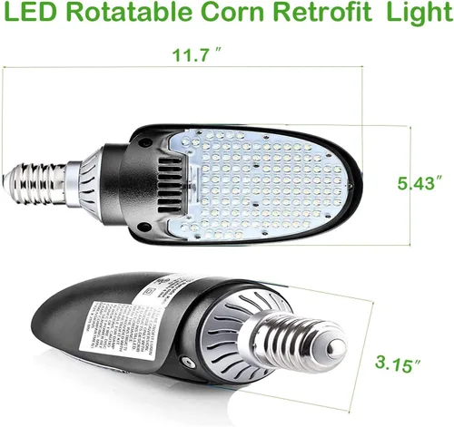 Miniatura 8 de Bombilla LED de reacondicionamiento de pala, 75 W/95 W/115 W de potencia seleccionable, 16,100 lm 5000 K luz diurna, base Mogul E39, reemplazo