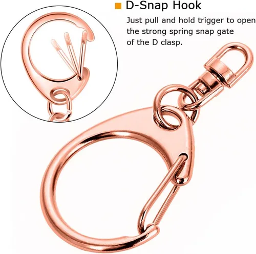 Miniatura 3 de 50 piezas Roctee - Gancho giratorio para cordón con llaveros, ganchos de metal para llavero de cordón, para manualidades, cierre de langosta