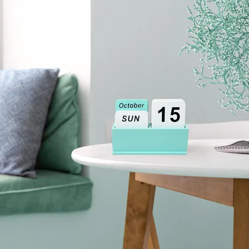 Miniatura 2 de Calendario Perpetuo de Bloques de Madera para Escritorio, Calendario Diario de Escritorio de Pie con Pantalla Grande, Accesorios de Escritorio