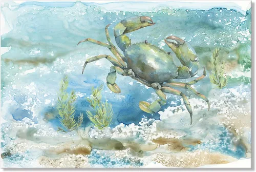 Miniatura 22 de Arte de Lienzo de Pulpo para Pared Pintura Temática de Vida Oceánica Imagen de Animal Marino Azul y Dorado Obra de Arte Costera Imagen de Pulpo