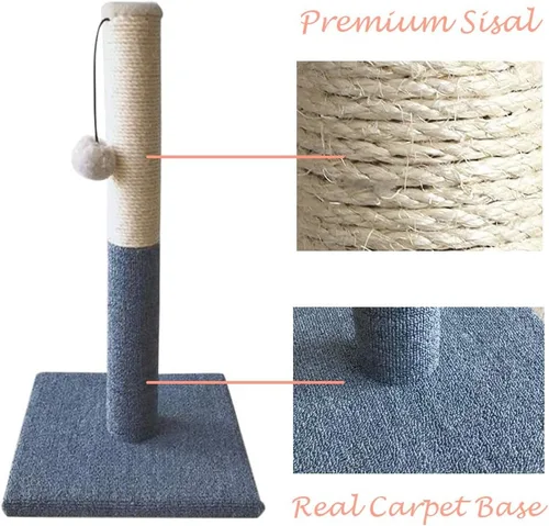 Miniatura 7 de Barelove Torre rascador para gatos, poste rascador alto para gatos, cuerda de sisal natural para gatos de interior, poste rascador de alfombra