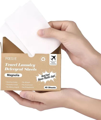 Miniatura 18 de Poesie Hojas de Detergente para Ropa Hojas de Jabón para Ropa para Viajes Camping Hojas para Lavar Ropa Sin Fragancia 1 Mini Caja 40