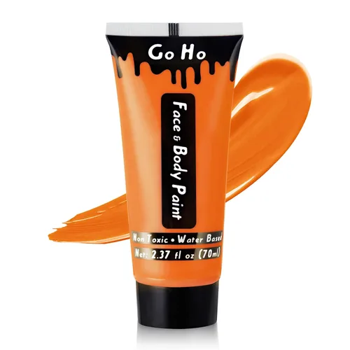 Go Ho Pintura corporal naranja lavable (2.37 oz/pieza), pintura corporal naranja crema a base de agua para Starfire SFX Cosplay disfraces,