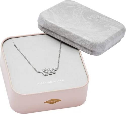 Miniatura 3 de Fossil Collar de cadena con colgante de plata de ley para mujer
