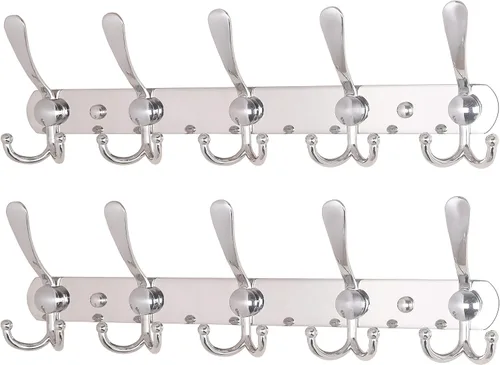 Miniatura 63 de Dseap - Perchero para pared, 5 ganchos triples, resistente, acero inoxidable, riel de gancho de metal para abrigos, sombreros, toallas, bolsos
