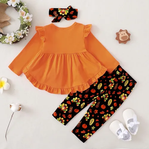 Miniatura 32 de Kucnuzki Conjunto de ropa para bebé niña pequeña, camisa de manga con volantes, pantalón floral, ropa de otoño e invierno para niña