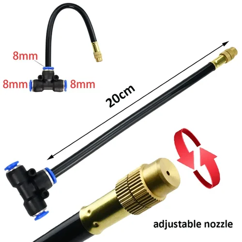 Miniatura 6 de Sistema de riego automático de refrigeración por niebla, sistema de nebulización de 33 pies y 10 boquillas de nebulización de latón, kit de rociador