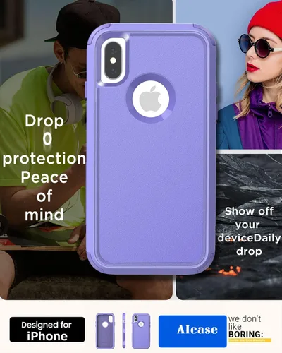 Miniatura 5 de AICase Funda resistente para iPhone X/XS, resistente de 3 capas de protección de grado militar, a prueba de golpes y caídas, para iPhone X/XS de 5.8