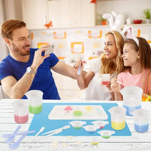 Miniatura 6 de KISREL Tazas de medición de silicona para resina, suministros de resina con tazas de silicona de 250&100ml, tazas de mezcla de resina, varillas