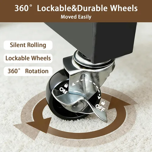 Miniatura 6 de Perchero de doble barra para colgar ropa, portátil, con ruedas, perchero de metal resistente con estantes dobles para dormitorio, lavandería, sala
