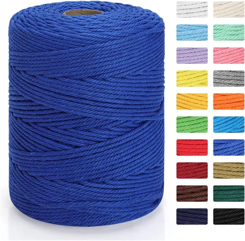 Miniatura 9 de Cordón de macramé de 0.157 in x 328 yardas Cuerda de macramé 100% algodón natural Cuerda de algodón trenzado de 4 hebras para manualidades, Caqui