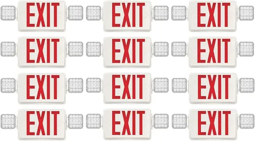 SPECTSUN Paquete de 12 luces de emergencia de salida, luces de salida de emergencia de 120-277 V, luces de emergencia LED combinadas de salida –