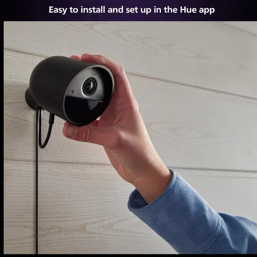 Miniatura 4 de Philips Hue Cable anticaída para cámara segura, plateado, paquete de 1, hecho para uso en exteriores, se conecta a la unidad de fuente