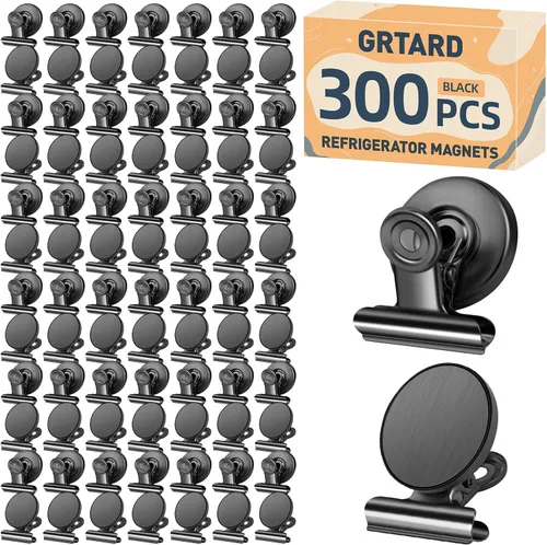 Miniatura 32 de Grtard Paquete de 12 clips magnéticos, imanes de nevera, clips magnéticos fuertes resistentes, clip magnético para pizarra blanca para oficina, Negro