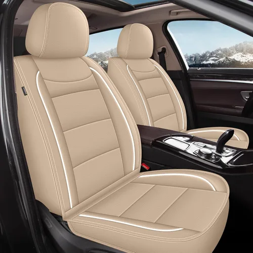 YORKNEIC 2 fundas de asiento delantero de automóvil para Ford Edge 2007-2025 2026, transpirables, impermeables, de piel sintética, compatibles con